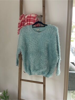 RAGA Light Blue Fuzzy Crew Neck Sweater